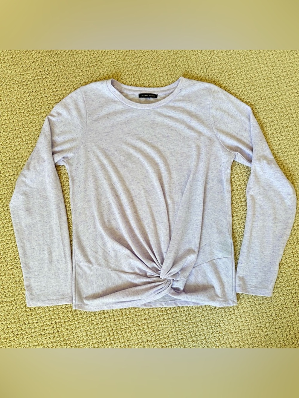 Jeanne Pierre Twist Front Top Linen Blend Long Sleeve Heathered Lavender Women’s